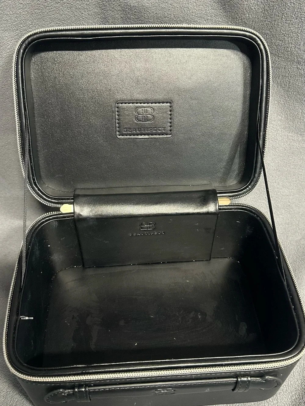 Quilted Black Cosmetic Case with Gold Hardware